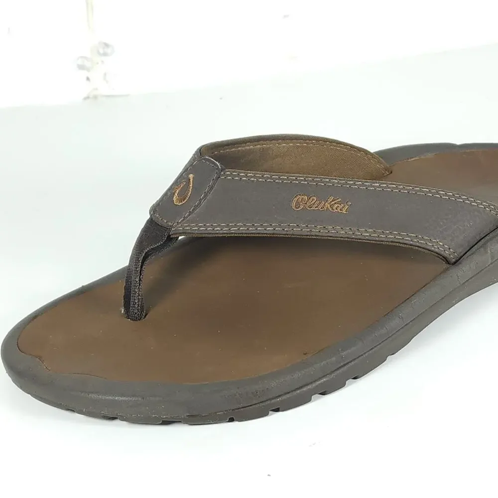 Olukai Men's Ohana US11 Brown Slip On Flat Thong Sandals
